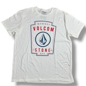 Volcom Men’s Graphic T-Shirt Crewneck XL White Short Sleeve Surf Skater NWOT